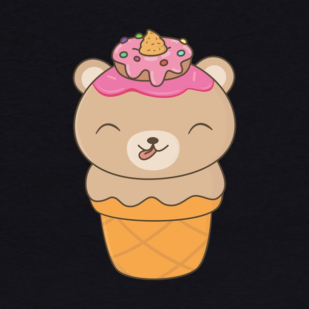 Kawaii Cute Ice Cream Bear T-Shirt by happinessinatee